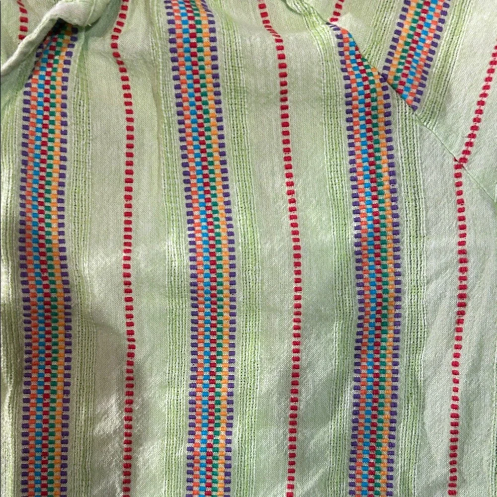 Ivy Jane Green Striped Blouse size lg - Picture 3 of 4